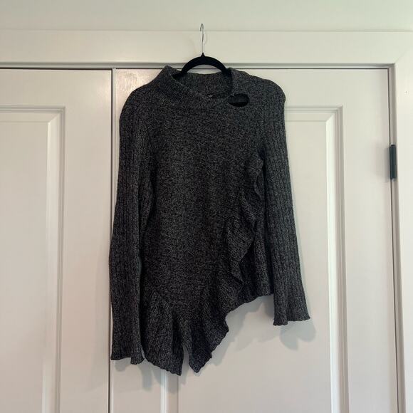 Knitted & Knotted Women's Assymetrical Grey Knit‎ Sweater Merino Wool Sz M - Picture 1 of 8